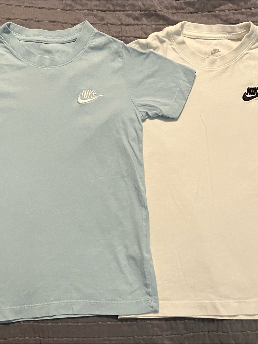 Nike Kids Short Sleeve Tees - Light Blue & White